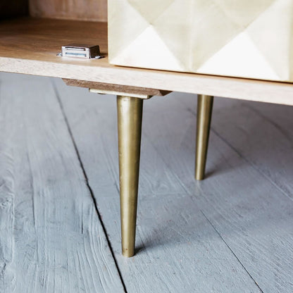 Handcrafted solid wood Geometric Sideboard metal legs