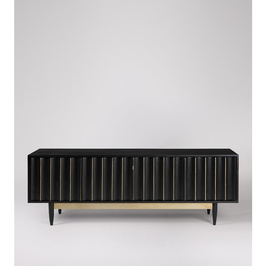 Elegant Mango Wood And Brass Tv Unit