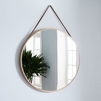Modern Hanging Leather Mirror