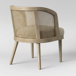 Natural Rattan and White Washed Wood Chair
