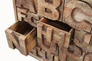 drawers made in shape of alphabets