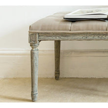 Load image into Gallery viewer, Hand-Carved Oak Frame Bench Upholstered in Luxurious Olive Green Velvet