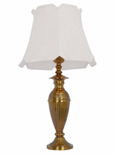 Load image into Gallery viewer, Gold Vintage Aluminium Single Table Lamp Light With 14 Inch Off White Scalloped Borders Fabric Shade