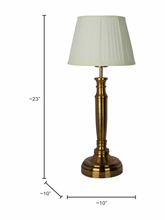 Load image into Gallery viewer, Transitional Hand-Carved Gold 23 Inch Steel Table Lamp dimensions