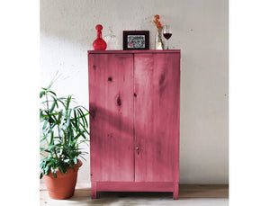 Beetroot Pink Solid Wood Tall Bar Cabinet