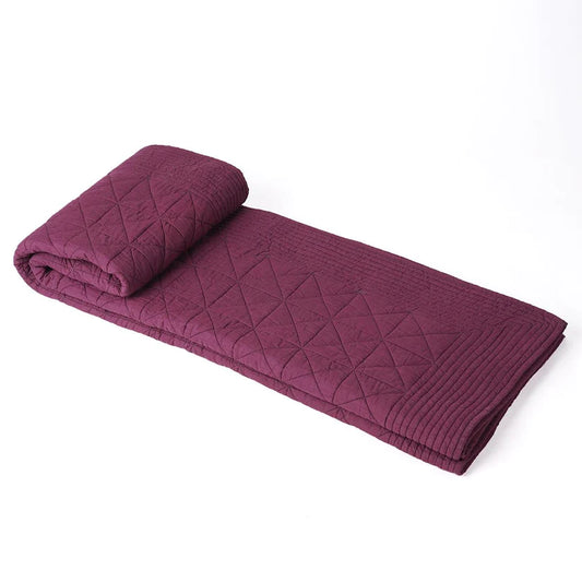 Plum colour machine quilted Throw blanket, 100% cotton, 50X60 inches