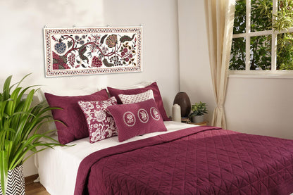 PLUM cotton Quilt with 2 coordinated pillow cases, Sizes available