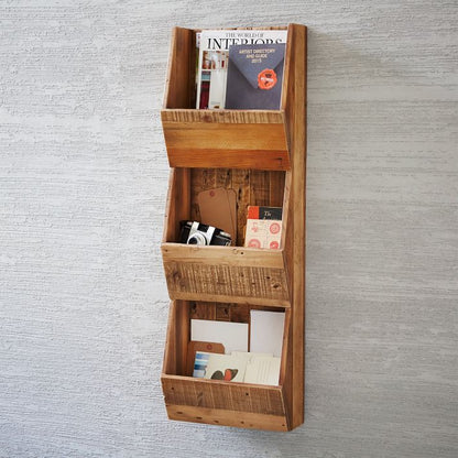 Poche Wall Mount Magazine Holder in Natural Finish