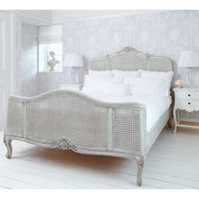 Load image into Gallery viewer, Grey Painted Rattan Bed