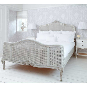 Grey Painted Rattan Bed