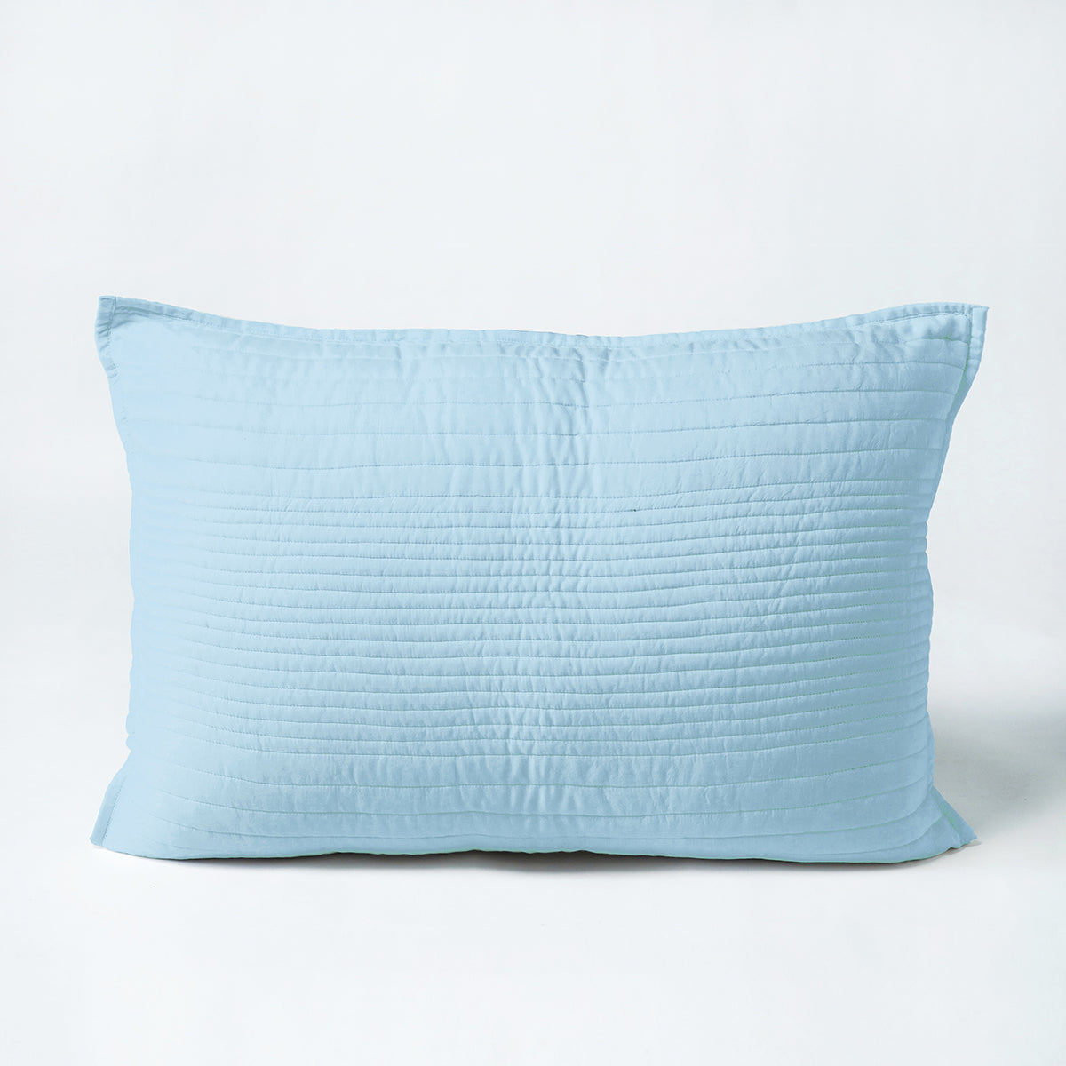 Blue 300TC cotton satin luxury quilted pillow covers, stripe quilting pattern, Sizes available