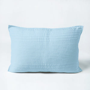 Blue 300TC cotton satin luxury quilted pillow covers, stripe quilting pattern, Sizes available