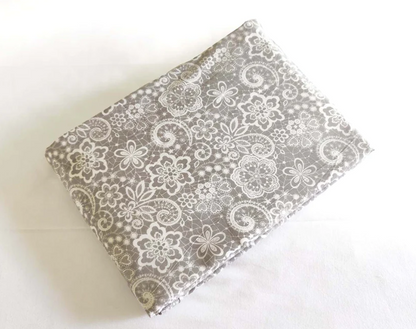 LACE print - Grey colour soft Cotton blanket, three layer dohar, sizes available