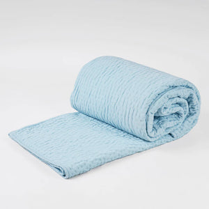 Blue 300TC cotton Satin quilt set, Kantha bed set, sizes available
