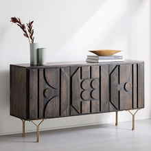 Load image into Gallery viewer, Sideboard made in solid mango wood with 3 doors with metal legs