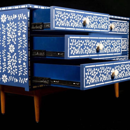 Bone Inlay Inspired Hand Painted Chest Of Drawers