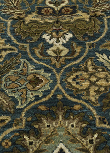 Gulnar - Teal Blue/Gray Brown Hand Knotted Rug