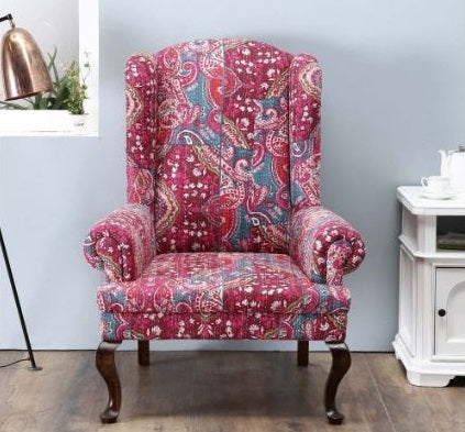 Slipknot Wing Chair -  Kattha Red Fabric