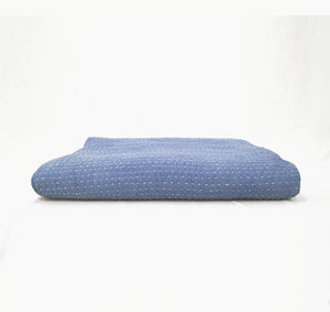 Denim Blue stonewashed cotton kantha quilt