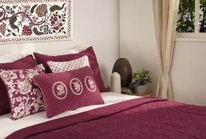 PLUM cotton quilted bedspread with check pattern, Sizes available