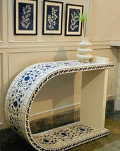 Load image into Gallery viewer, blue/white pottery design inspired modern entryway console