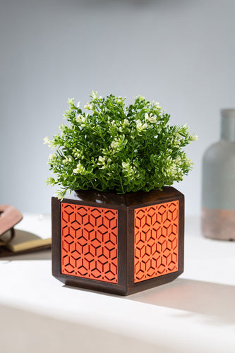 QUBO Coral Boxy Handmade Wooden Indoor Planter Pot