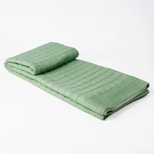 Sage Green colour machine quilted Throw blanket, 100% cotton, 50X60 inches