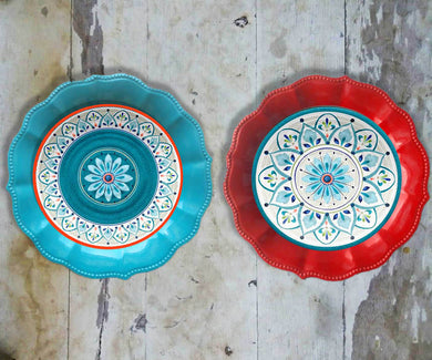 Handpainted Set of 2 Moroccan Mounted Wall Plates