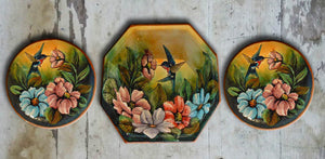 Hand painted set of 3 Talavera inspired Wall Plates-010