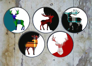 Hand painted Set of 5 Deer Wall Plates