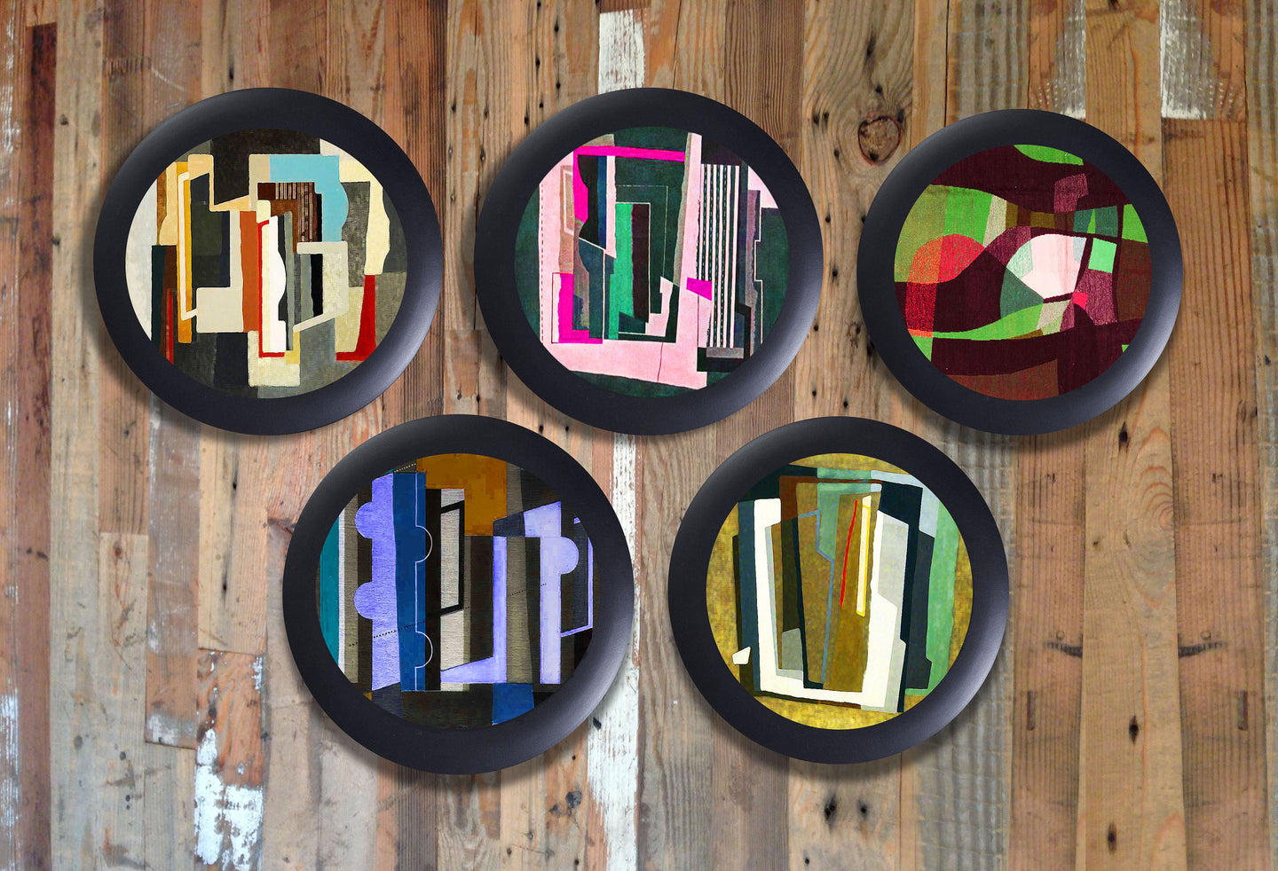 Hand painted Wall Plates Set-Abstract