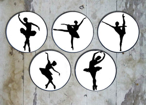 Hand-painted Set of 5 Black 'Ballerina' Wall Plates