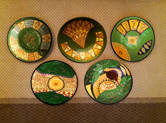 Hand-painted Set of 5 Bulgarian Wall Plates