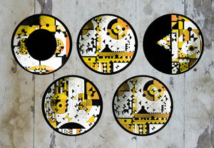 Exquisitely hand painted Set of 5 'Fire Jigsaw' Wall Plates