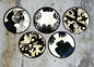 Exquisitely hand painted Set of 5 'Panic' wall plates.