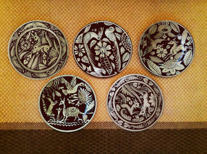 Hand Painted Set of 5 Mexican Wall Plates