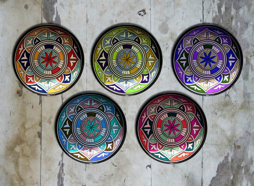 Hand painted Set of 5 Moroccan Wall Plates