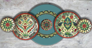 Hand painted set of 5 'Turkish' Mounted Wall Plates