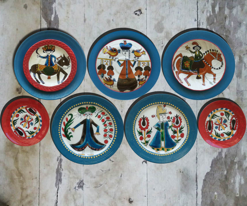 Hand Painted Set of 7 Kutahya Turkish Plates