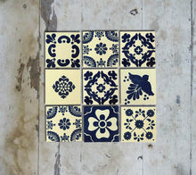 Load image into Gallery viewer, Hand painted set of 9 Mexican Talavera Tiles-001