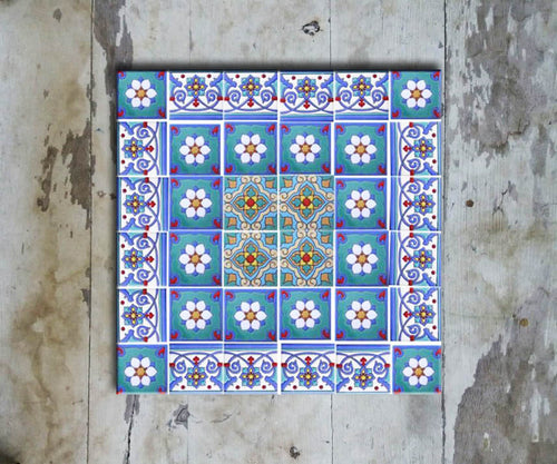 Hand-painted Set of 9 ' TURKISH MURALS TILES'-011
