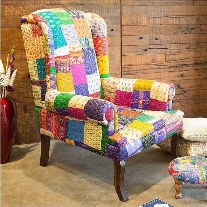 Silk Patch Wing Chair