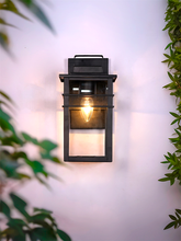 Load image into Gallery viewer, Modern Black Mesh Band Glass Box Outdoor Wall Sconce