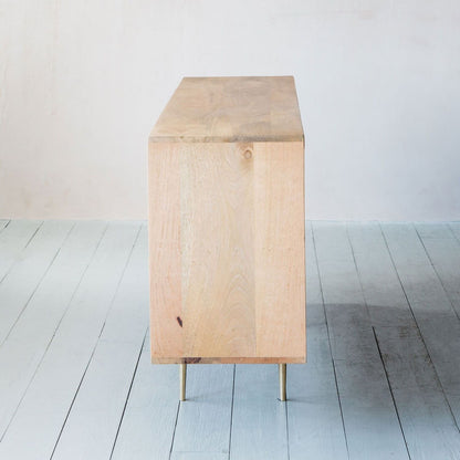 Handcrafted solid wood Geometric Sideboard side view