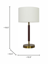 Load image into Gallery viewer, Contemporary Steel Brown Table Lamp With White Drum Shade