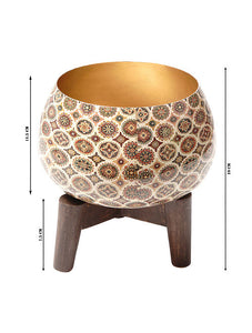 Earthy Jaipur Print Table Planter with Wooden Tripod Stand dimensions