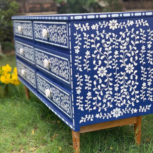 Load image into Gallery viewer, Bone Inlay Inspired Hand Painted Chest Of Drawers
