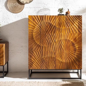 wave cabinet in solid handcrafted mango wood