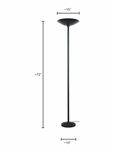 Load image into Gallery viewer, Transitional Black-Powdered Finish Long 72 Inch Steel Double-Light Uplighter Floor Lamp Torchiere