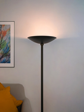 Load image into Gallery viewer, Transitional Black-Powdered Finish Long 72 Inch Steel Double-Light Uplighter Floor Lamp Torchiere